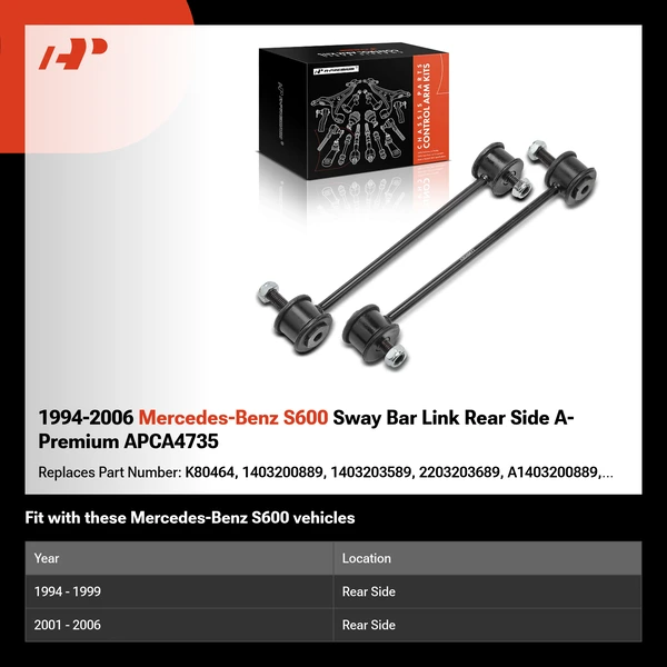 1994-2006 Mercedes-Benz S600 Sway Bar Link Rear Side A-Premium APCA4735