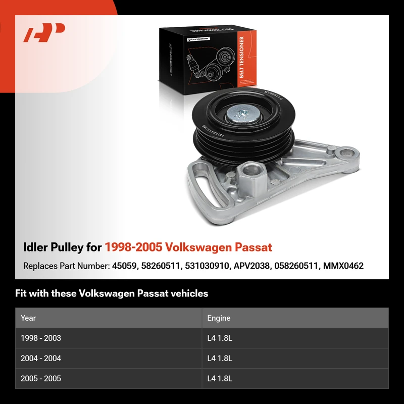 Idler Pulley for 1998-2005 Volkswagen Passat