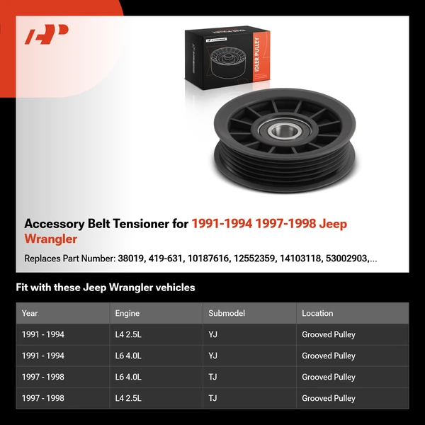 Accessory Belt Tensioner for 1991-1994 1997-1998 Jeep Wrangler
