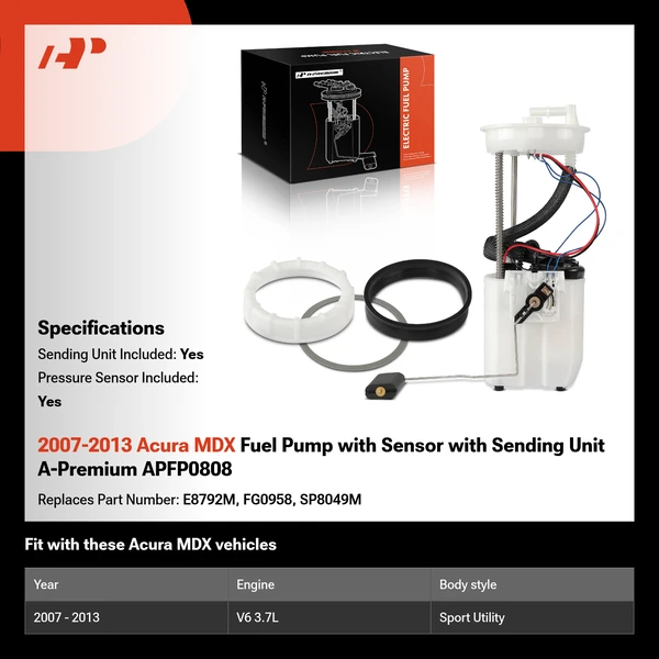 2007-2013 Acura MDX Fuel Pump with Sensor with Sending Unit A-Premium APFP0808