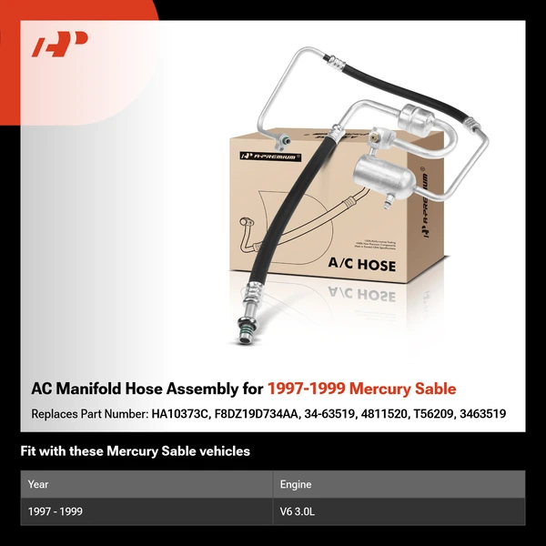 AC Manifold Hose Assembly for 1997-1999 Mercury Sable