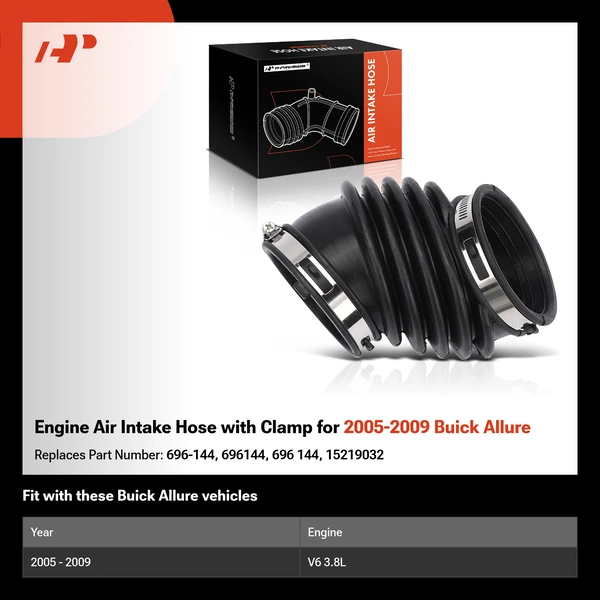 Engine Air Intake Hose with Clamp for 2005-2009 Buick Allure