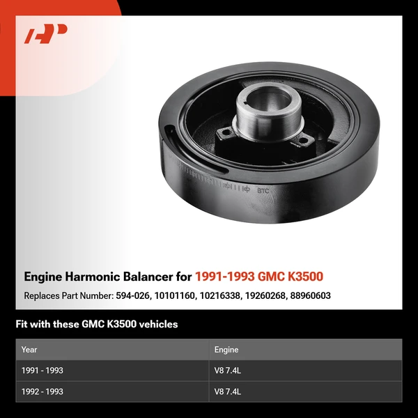 Engine Harmonic Balancer for 1991-1993 GMC K3500