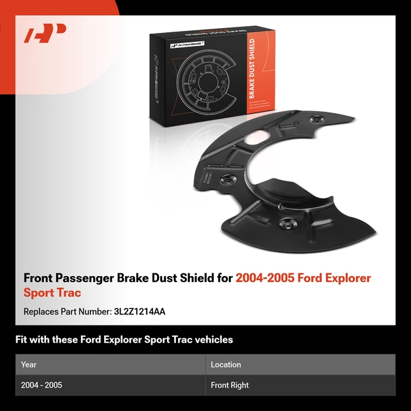 Front Passenger Brake Dust Shield for 2004-2005 Ford Explorer Sport Trac