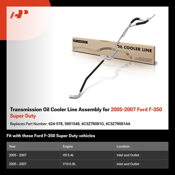Transmission Oil Cooler Line Assembly for 2005-2007 Ford F-350 Super Duty