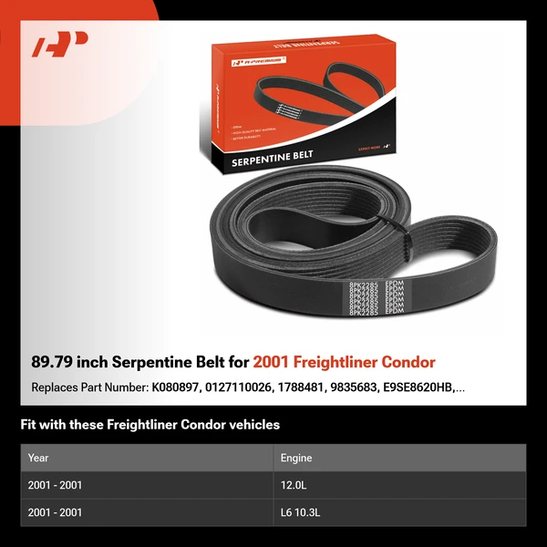 89.79 inch Serpentine Belt for 2001 Freightliner Condor