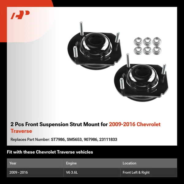 2 Pcs Front Suspension Strut Mount for 2009-2016 Chevrolet Traverse