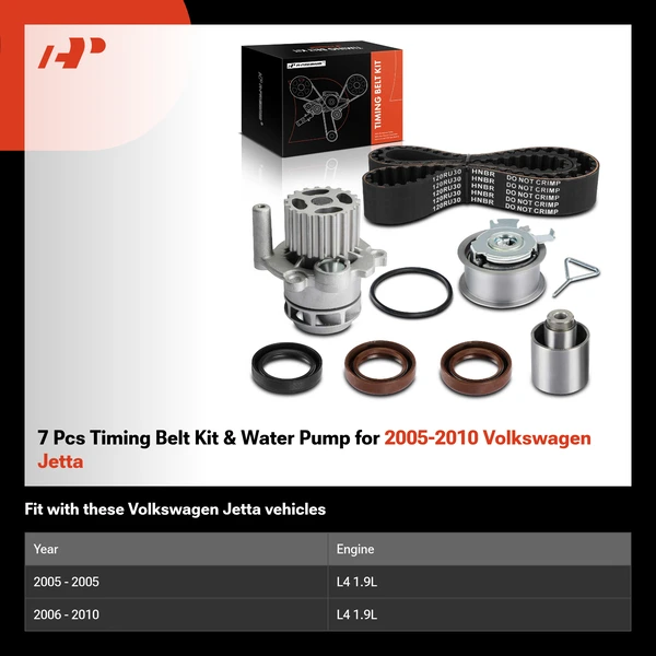 7 Pcs Timing Belt Kit & Water Pump for 2005-2010 Volkswagen Jetta