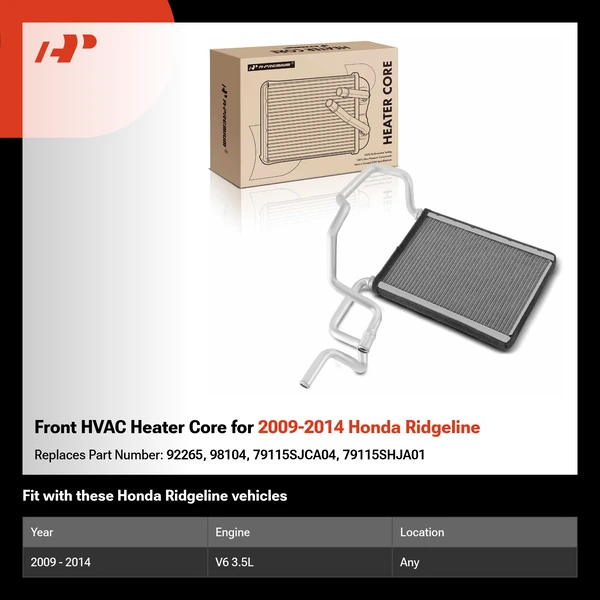 Front HVAC Heater Core for 2009-2014 Honda Ridgeline