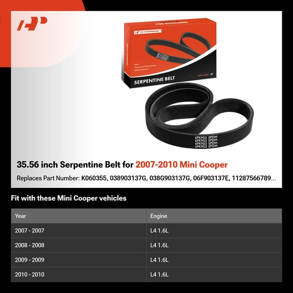 35.56 inch Serpentine Belt for 2007-2010 Mini Cooper