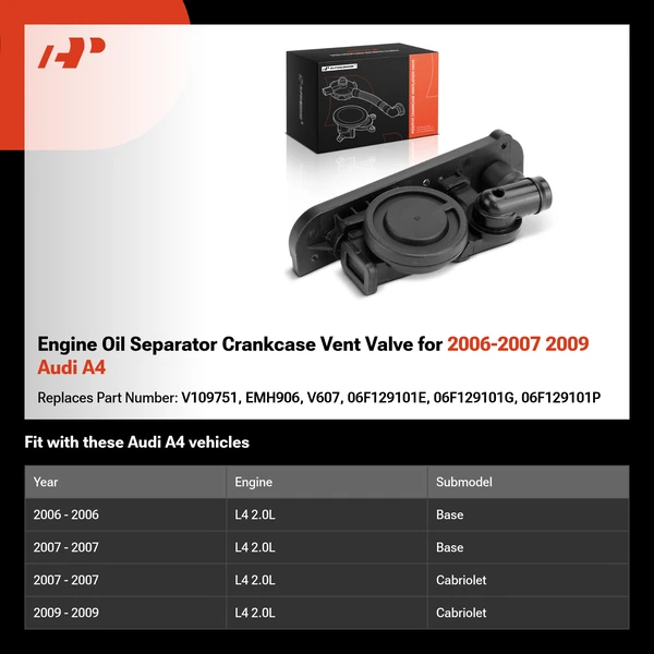 Engine Oil Separator Crankcase Vent Valve for 2006-2007 2009 Audi A4