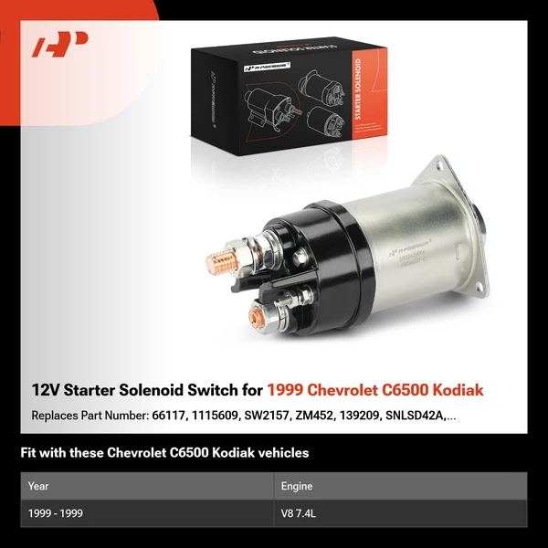 12V Starter Solenoid Switch for 1999 Chevrolet C6500 Kodiak