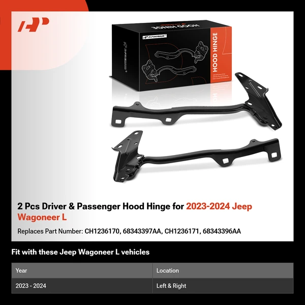 2 Pcs Driver & Passenger Hood Hinge for 2023-2024 Jeep Wagoneer L