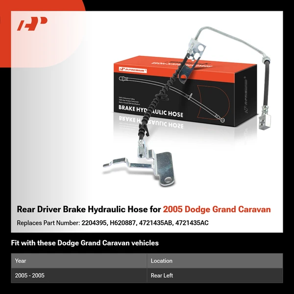 Rear Driver Brake Hydraulic Hose for 2005 Dodge Grand Caravan