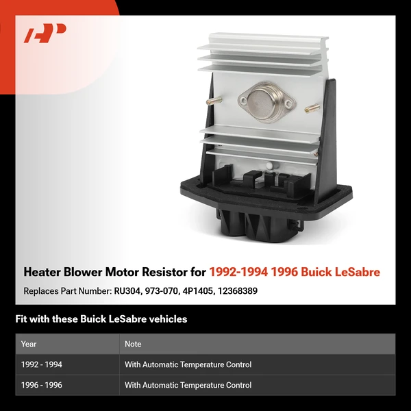 Heater Blower Motor Resistor for 1992-1994 1996 Buick LeSabre