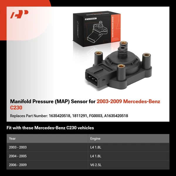 Manifold Pressure (MAP) Sensor for 2003-2009 Mercedes-Benz C230