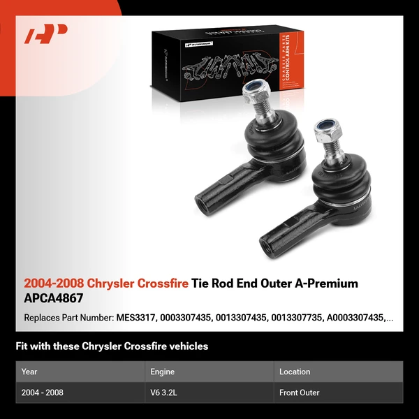 2004-2008 Chrysler Crossfire Tie Rod End Outer A-Premium APCA4867