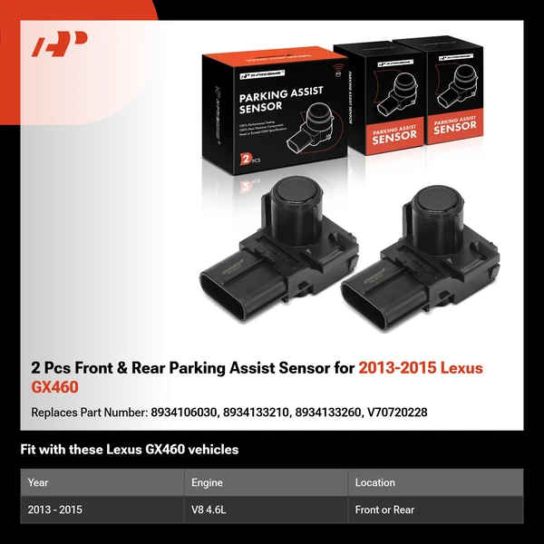 2 Pcs Front & Rear Parking Assist Sensor for 2013-2015 Lexus GX460