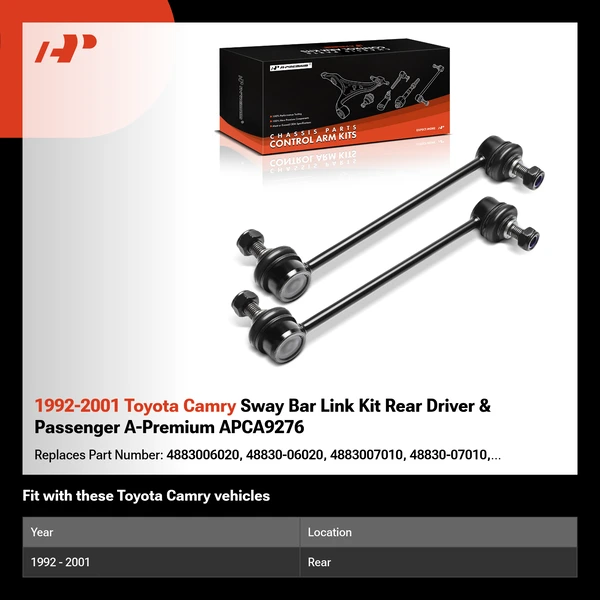 1992-2001 Toyota Camry Sway Bar Link Kit Rear Driver & Passenger A-Premium APCA9276