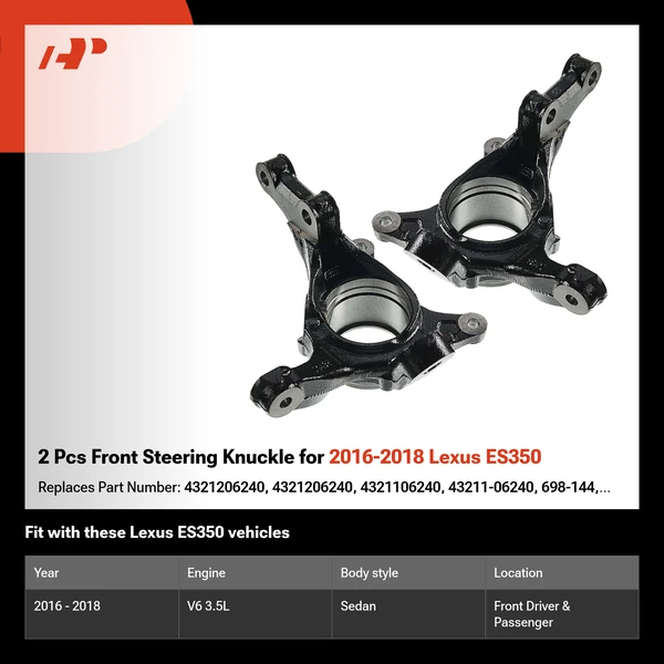 2 Pcs Front Steering Knuckle for 2016-2018 Lexus ES350