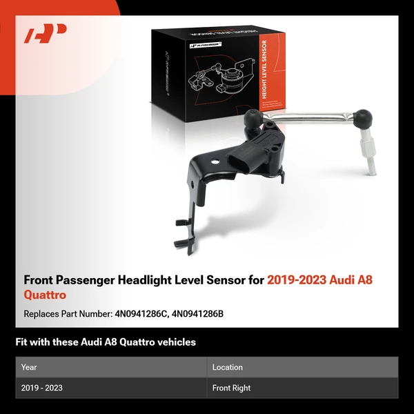 Front Passenger Headlight Level Sensor for 2019-2023 Audi A8 Quattro