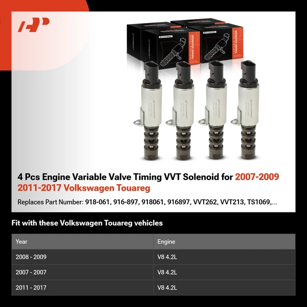 4 Pcs Engine Variable Valve Timing VVT Solenoid for 2007-2009 2011-2017 Volkswagen Touareg