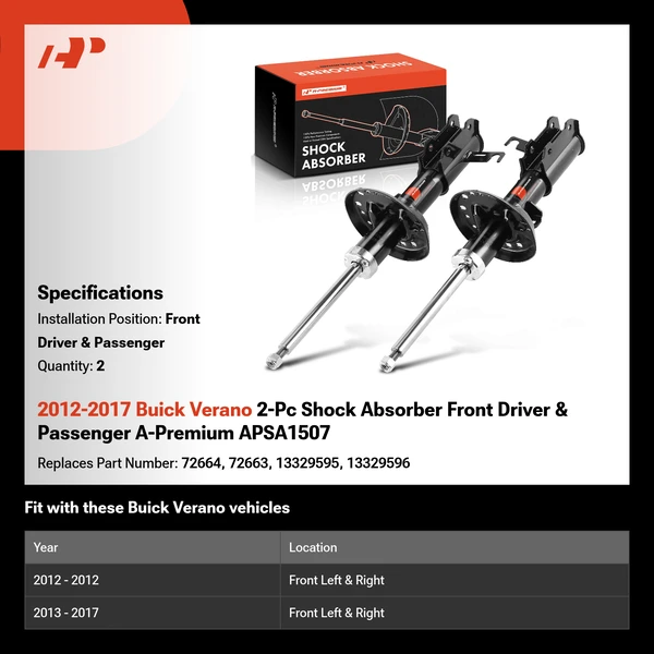 2012-2017 Buick Verano 2-Pc Shock Absorber Front Driver & Passenger A-Premium APSA1507