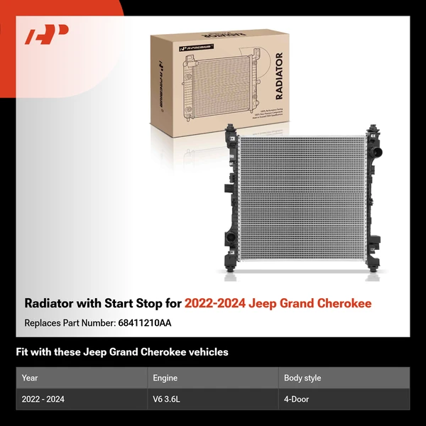 Radiator with Start Stop for 2022-2024 Jeep Grand Cherokee