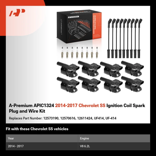 A-Premium APIC1324 2014-2017 Chevrolet SS Ignition Coil Spark Plug and Wire Kit