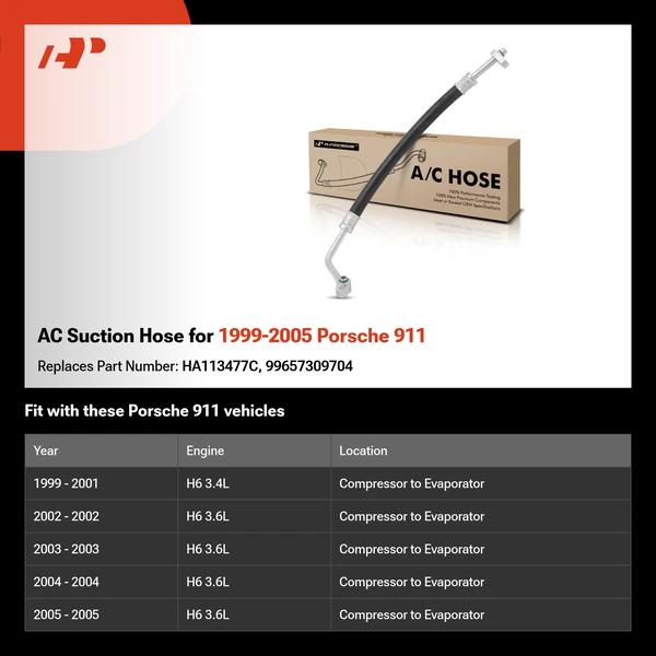 AC Suction Hose for 1999-2005 Porsche 911
