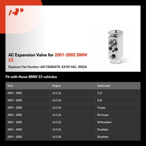 AC Expansion Valve for 2001-2002 BMW Z3