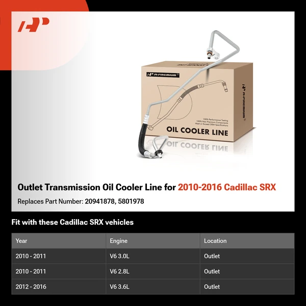 Outlet Transmission Oil Cooler Line for 2010-2016 Cadillac SRX