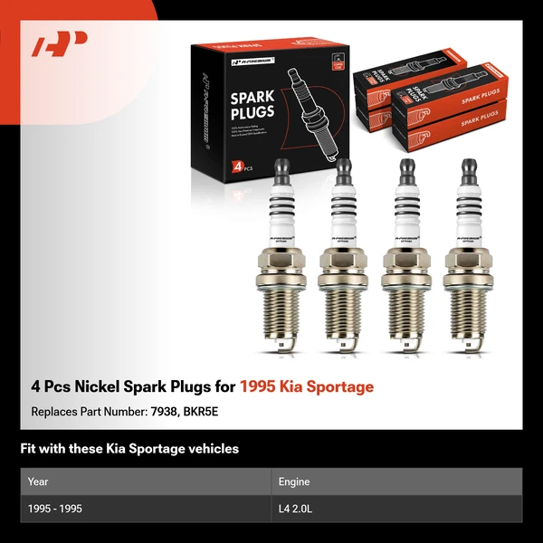 4 Pcs Nickel Spark Plugs for 1995 Kia Sportage