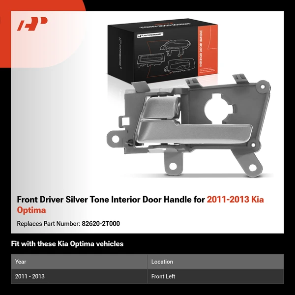 Front Driver Silver Tone Interior Door Handle for 2011-2013 Kia Optima