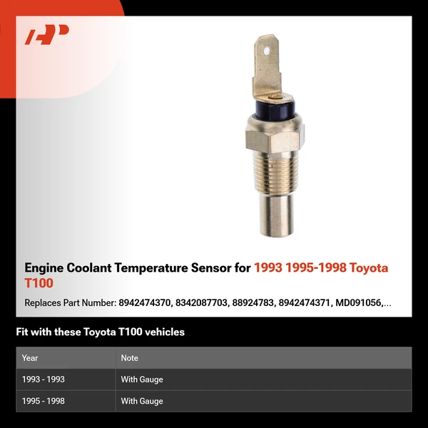 Engine Coolant Temperature Sensor for 1993 1995-1998 Toyota T100