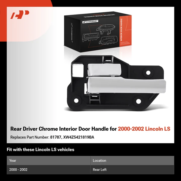 Rear Driver Chrome Interior Door Handle for 2000-2002 Lincoln LS