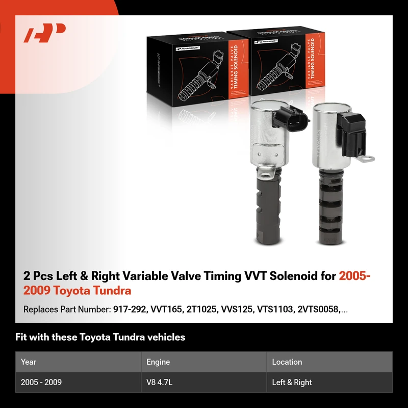 2 Pcs Left & Right Variable Valve Timing VVT Solenoid for 2005-2009 Toyota Tundra