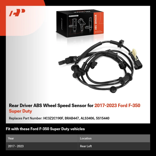 Rear Driver ABS Wheel Speed Sensor for 2017-2023 Ford F-350 Super Duty