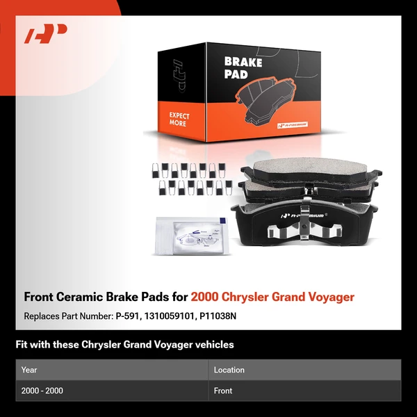 Front Ceramic Brake Pads for 2000 Chrysler Grand Voyager