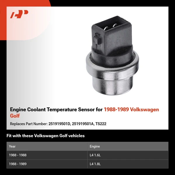 Engine Coolant Temperature Sensor for 1988-1989 Volkswagen Golf