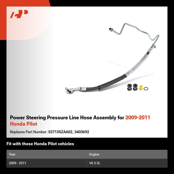 Power Steering Pressure Line Hose Assembly for 2009-2011 Honda Pilot
