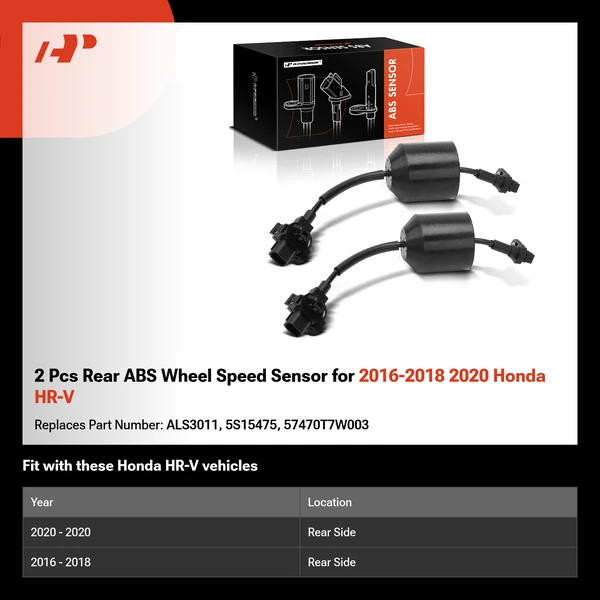 2 Pcs Rear ABS Wheel Speed Sensor for 2016-2018 2020 Honda HR-V