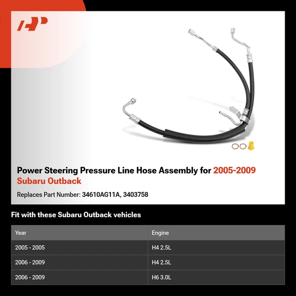 Power Steering Pressure Line Hose Assembly for 2005-2009 Subaru Outback