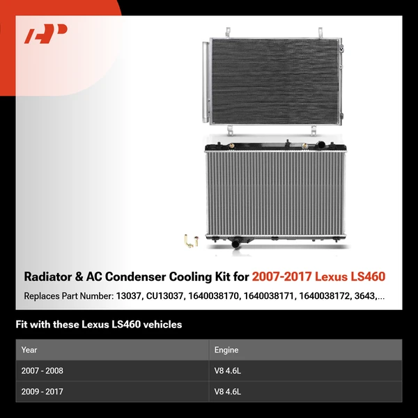 Radiator & AC Condenser Cooling Kit for 2007-2017 Lexus LS460