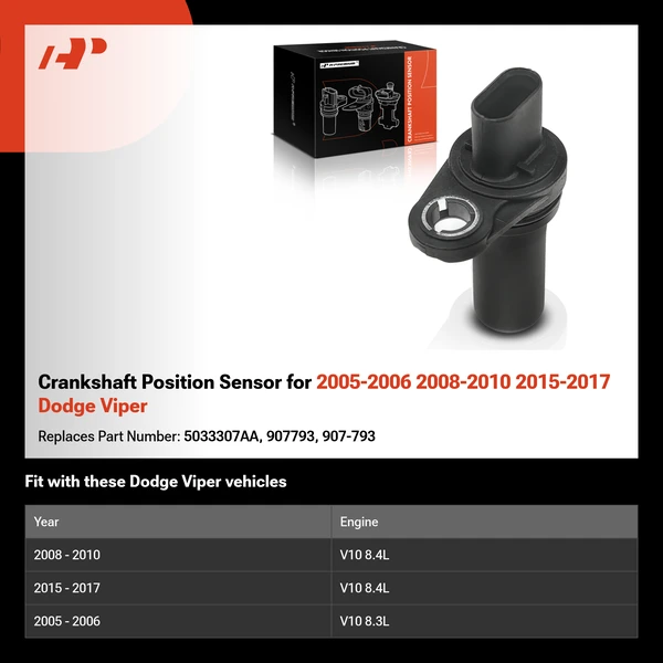Crankshaft Position Sensor for 2005-2006 2008-2010 2015-2017 Dodge Viper