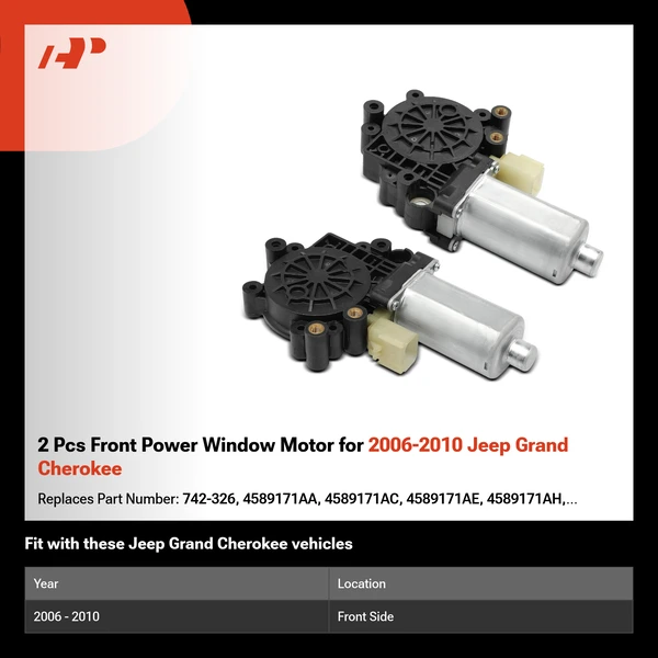 2 Pcs Front Power Window Motor for 2006-2010 Jeep Grand Cherokee