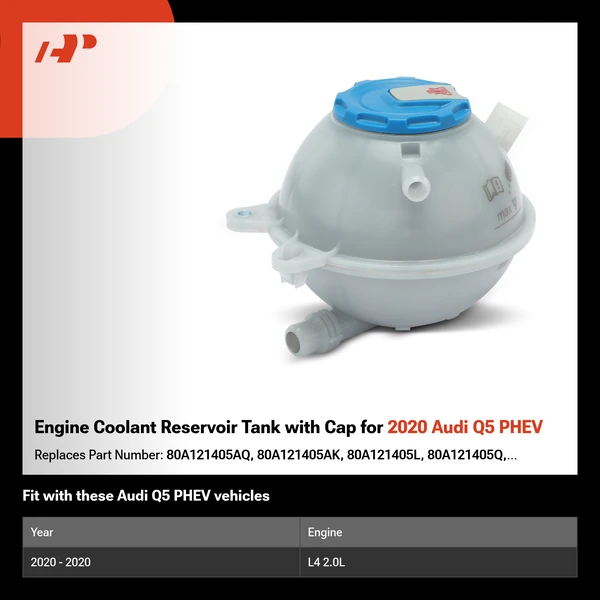 Engine Coolant Reservoir Tank with Cap for 2020 Audi Q5 PHEV