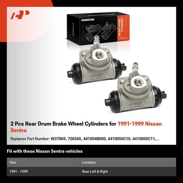 2 Pcs Rear Drum Brake Wheel Cylinders for 1991-1999 Nissan Sentra