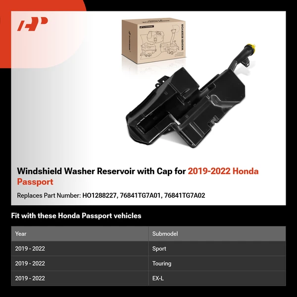 Windshield Washer Reservoir with Cap for 2019-2022 Honda Passport