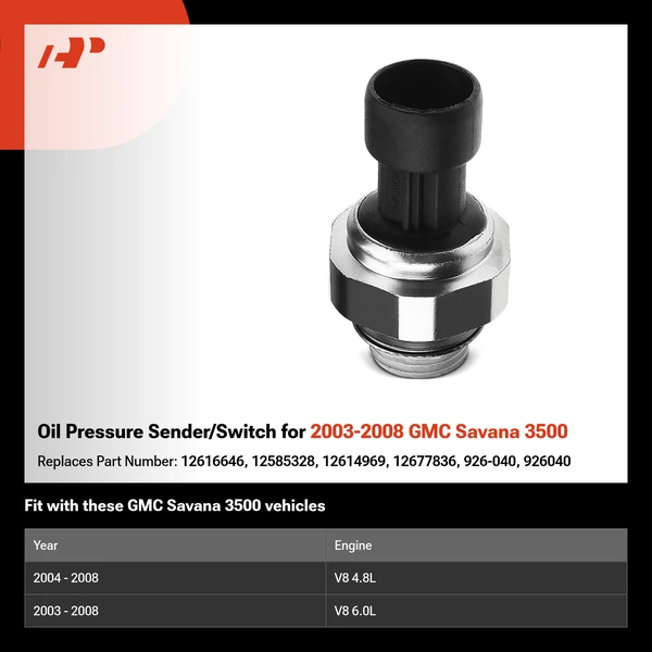 Oil Pressure Sender/Switch for 2003-2008 GMC Savana 3500